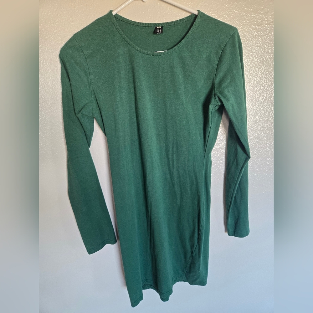 Elegant Green Long Sleeve Dress
